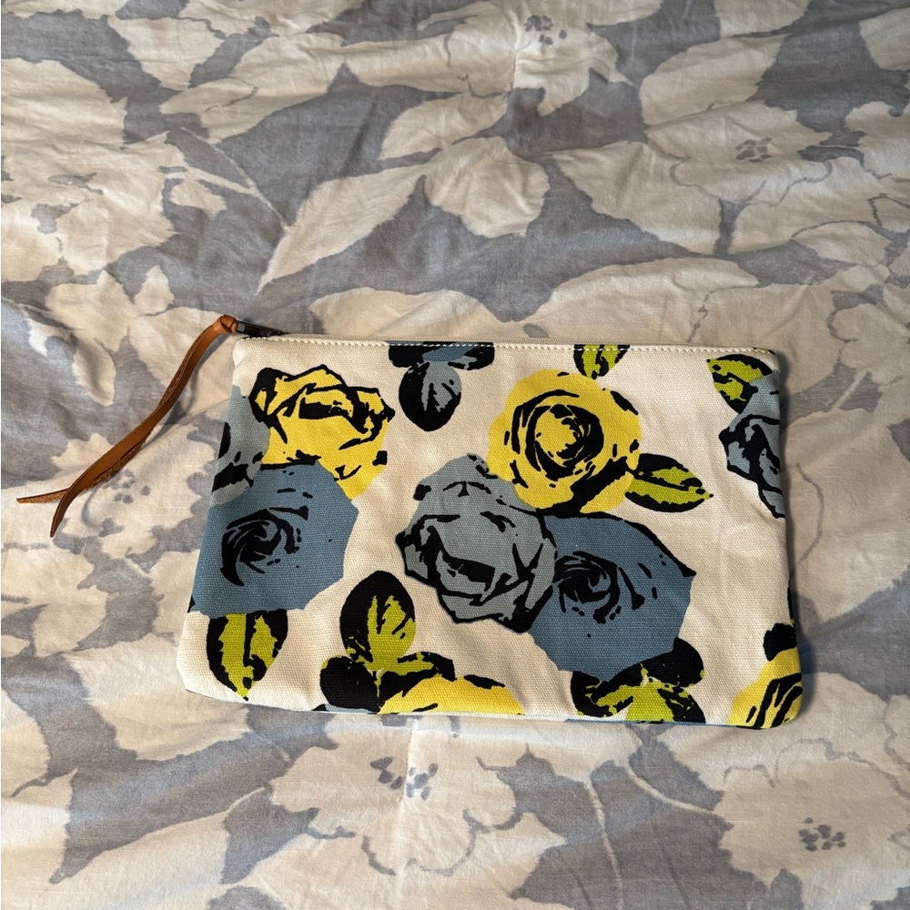 LOFT Floral Cosmetic Bag with Leather Accent